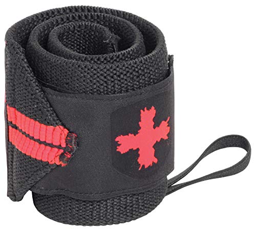 Harbinger Red Line 18-Inch Weightlifting Wrist Wraps for Men and Women (Pair), Black/Red