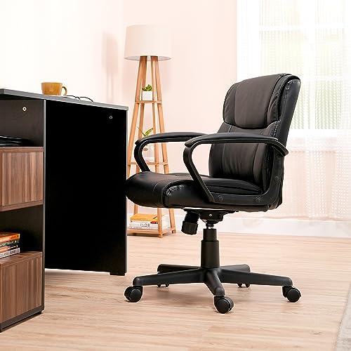 Amazon Basics Padded Office Desk Chair with Armrests, Adjustable Height/Tilt, 360-Degree Swivel, 275 Pound Capacity, 24 x 24.2 x 34.8 Inches, Black