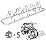 SimpleHouseware 5 Bike Bicycle Floor Parking Adjustable Storage Stand, Silver