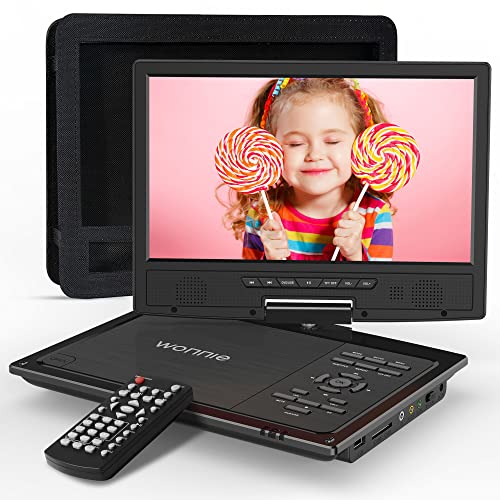 WONNIE 12.5' Portable DVD Player Car Headrest Video Players with 10.5' Swivel Screen, Car Headrest Holder, 5-Hours Rechargeable Battery, Regions Free, Support USB/SD Card/Sync TV