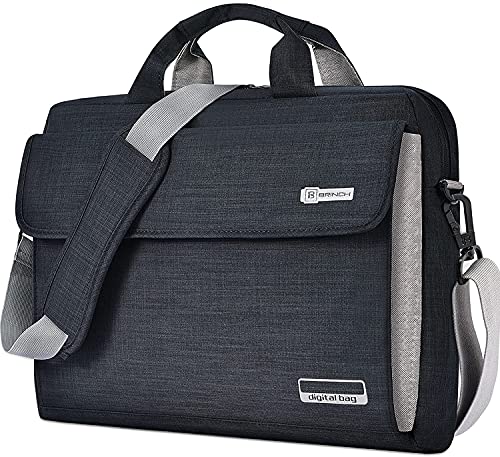 BRINCH Messenger Bag Oxford Fabric Portable Messenger Bag Shoulder Briefcase Handbag Travel Carrying Sleeve Case w/Shoulder and Luggage Strap for Men Women, Black