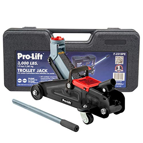Pro-LifT F-2315PE Grey Hydraulic Trolley Jack Car Lift with Blow Molded Case-3000 LBS Capacity, 12 Inch