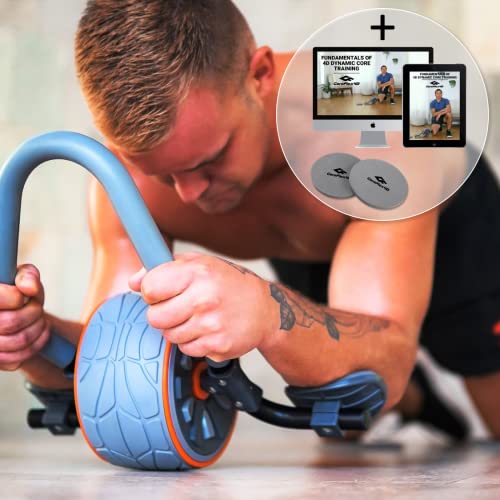 The Official CoreFlex4D Dynamic Core Trainer (FREE TRAINING & KNEE PADS INCLUDED) - Plank Ab Roller Wheel, Abs Workout Equipment for Abdominal & Core Strength Training, 6-Pack, Weight loss, Full Body Exercise Wheels for Home Gym Fitness