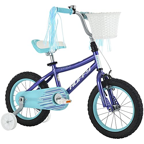 Huffy Zazzle 12” Girl’s Bike with Basket and Streamers, Bell, Training Wheels, Purple