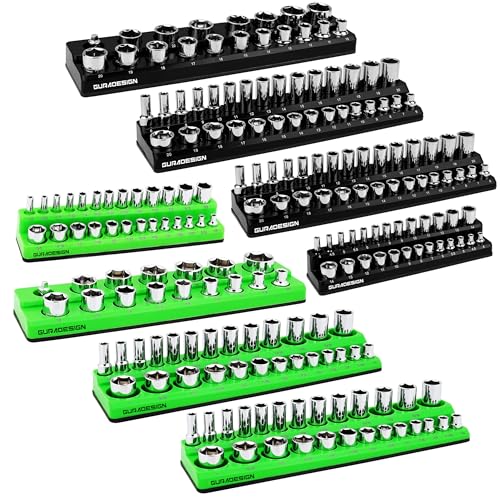 8PCS Magnetic Socket Organizer Set, Magnetic Socket Holder, 1/4', 3/8', 1/2' Socket Holds 171 Pieces Magnetic Socket Trays.