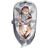 Mamibaby Baby Lounger, Baby Nest for Co-Sleeping, Ultra Soft 100% Cotton & Breathable Fiberfill, Portable Adjustable Newborn Lounger Crib Bassinet for Travel | Newborn Shower Gift Essential (Leaves)