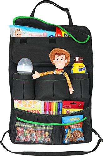 EPAuto Premium Car Backseat Organizer for Baby Travel Accessories, Kids Toy Storage, Back Seat Protector/Kick Mat