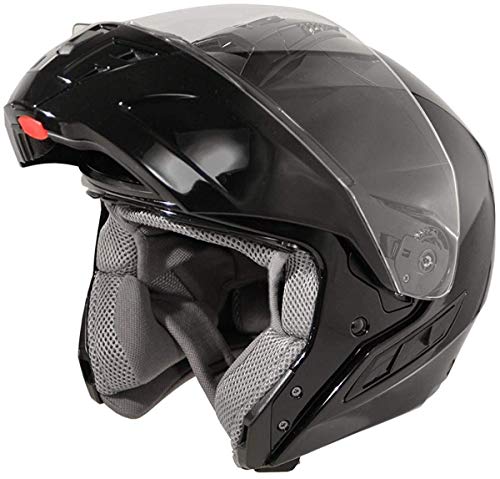 HAWK Helmets FX ST 11121 Glossy Black Modular Motorcycle Full Face Helmet for Men & Women with Dual Flip Up Sun Visor DOT Approved for Bike Scooter ATV UTV Chopper Skateboard (Large)