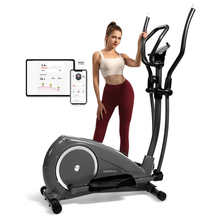 mobifitness Elliptical Machine for Home 3-in-1 Elliptical Training Machine with 16 Resistant Levels & Quiet Magnetic Driving System,Cardio Equipment with App, Bluetooth and Ipad Mount,use for Home Gym