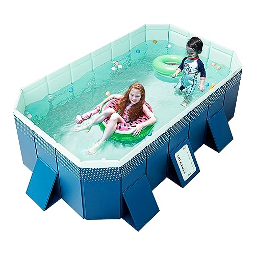 Foldable Non-Inflatable Kids' and Adults' Outdoor Swimming Pool - Hard Plastic Shell, Kid Pool for Backyard Dog Pools (113' x 66' x 20')