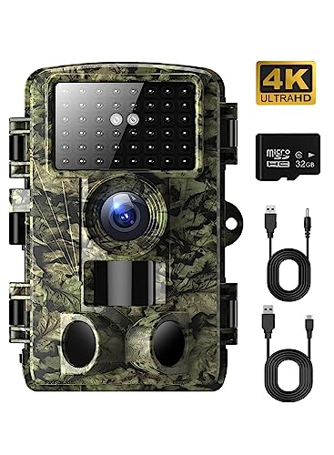 Dargahou Trail Camera - 4K 48MP Game Camera with Night Vision, 0.05s Trigger Motion Activated Hunting Camera, IP66 Waterproof, 130 Wide-Angle with 46pcs No Glow Infrared LEDs for Outdoor Wildlife
