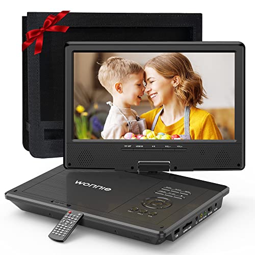WONNIE 12.5' Portable DVD Player with 10.5' Swivel HD Screen,with Car Headrest Case,5-Hour Built-in Rechargeable Battery,Car Charger & AC Adapter, Supports USB/SD Card/Sync TV, Regions Free