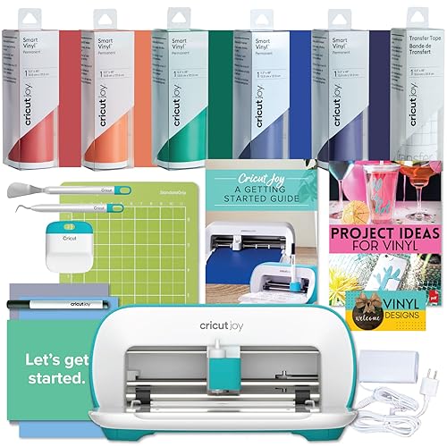 Cricut Joy Machine Rainbow Permanent Vinyl, Starter Tool Set & Transfer Tape Bundle - A Smart Compact Tool for Customized Crafts, Cards, Home Décor Projects and Decals (iOS Android Windows)
