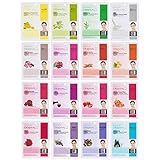DERMAL KOREA Collagen Essence Full Face Facial Mask Sheet 16 Combo Pack B - Nature Made Freshly Packed Korean Face Mask, The Ultimate Supreme Collection for Every Skin Condition Day to Day Skin Concerns