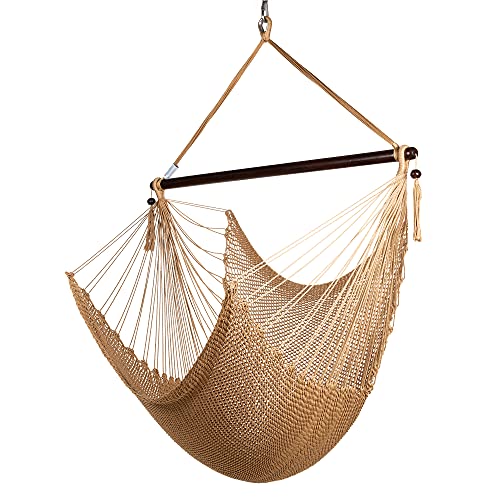 Large Caribbean Hammock Chair - 48 Inch - Polyester - Hanging Chair - tan