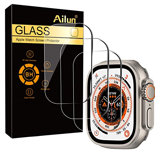 Ailun for Apple Watch Ultra Screen Protector [49mm], Tempered Glass Film, Anti-Scratch, High Definition, Touch Sensitive[3 Pack][Clear]
