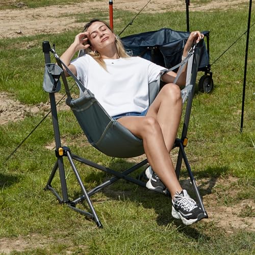 TIMBER RIDGE Hammock Camping Chair with Adjustable Backrest, Heavy Duty Folding Hammock Chair Supports 300lbs, Portable Hammock Chair for Camping, Travelling and Patio, Blue