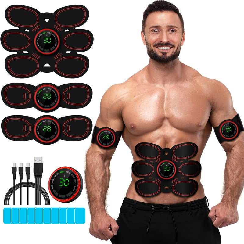 Drezela Abs Stimulator Muscle Toner, Ab Machine Trainer USB Rechargeable Gear for Abdomen/Arm/Leg, Fitness Strength Training Workout Equipment for Men and Women