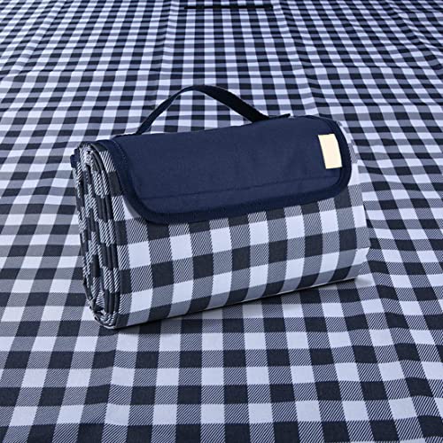 K Y KANGYUN Outdoor Picnic Blanket, Extra Large Beach Blanket, Foldable Lightweight Waterproof Sand Mat, Picnic Blanket 80' x 60' for Beach Camping Hiking Park Patio (Dark Blue, 80x60 inch)
