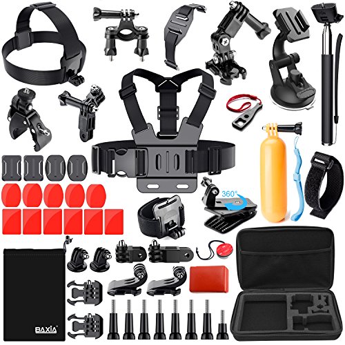 BAXIA TECHNOLOGY 44-in-1 Accessories for GoPro Hero 6 5 Session 4 3+ 3 2 1 Black Silver SJ4000/5000/6000, Sports Camera Kits for Xiaomi Yi/AKASO/WiMiUS/Lightdow/DBPOWER/APEMAN/Aokon/ANART