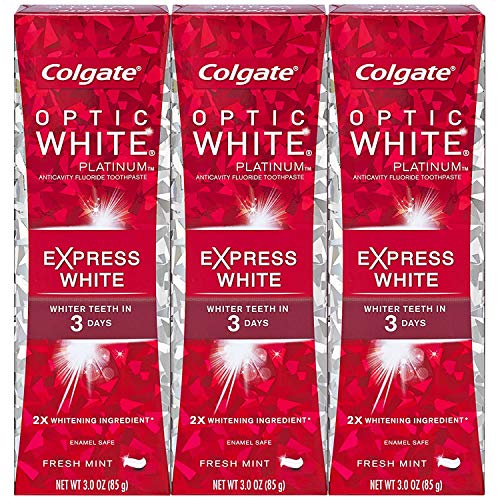 Colgate Optic White Express White Whitening Toothpaste, Travel Friendly - 3 Ounce (Pack of 3)