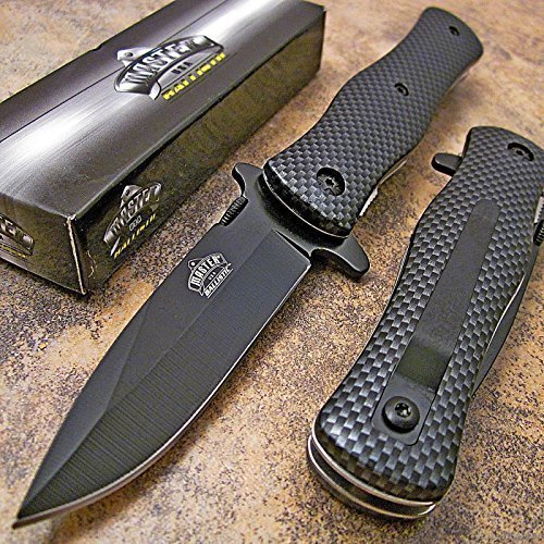 Master Carbon Fiber Drop Point Spring Assisted Opening Tactical Pocket Knife NEW