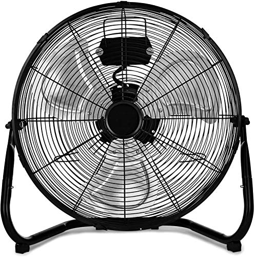 Simple Deluxe HealSmart 20 Inch 3-Speed High Velocity Heavy Duty Metal Industrial Floor Fans Quiet for Home, Commercial, Residential, and Greenhouse Use, Outdoor/Indoor, Black, 20'