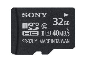 1. Sony 32GB Class 10 Micro SDHC R40 Memory Card